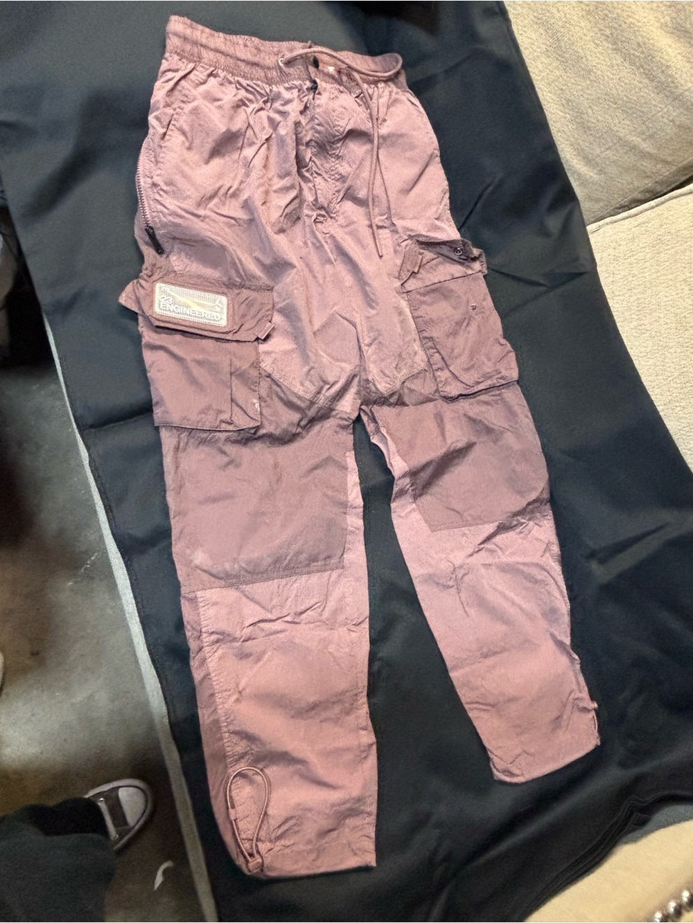 Jordan Cargo Jumpsuit Pants in Dusty Mauve